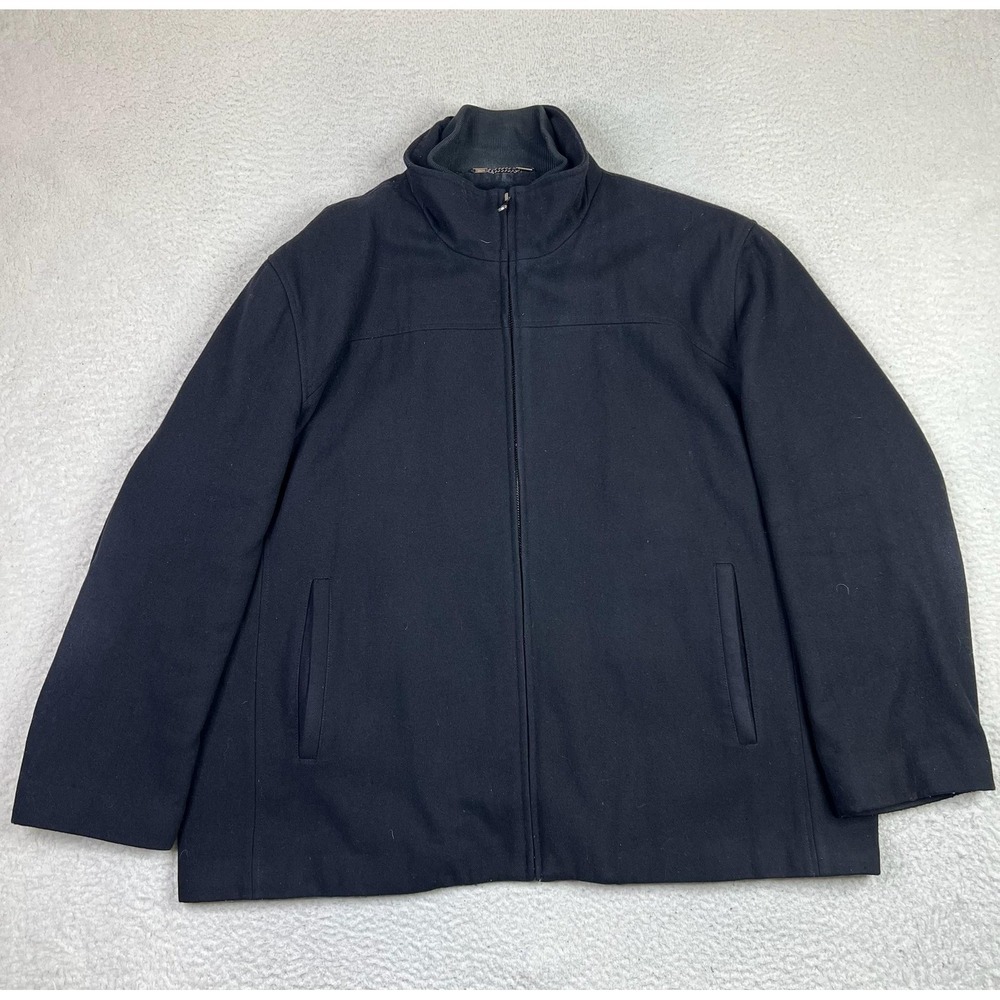 Calvin Klein Jacket Mens 2XL Black Wool Blend Quilted Zip Stand Collar‎ CMJQ0079